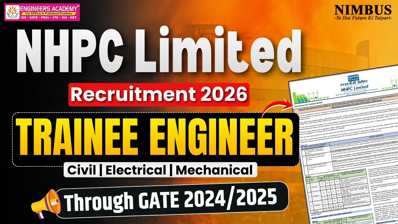 NHPC Limited Recruitment 2026 | Trainee Engineer Vacancy | Through GATE 2024/2025 | NHPC Recruitment