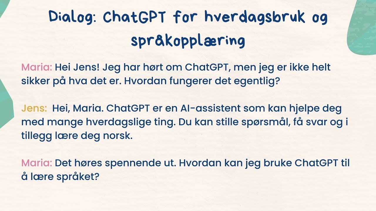 Forberedelse til Norskprøve: Medier: ChatGPT for Hverdagsbruk og Språkopplæring – A1/A2 📱Lytteøvelse