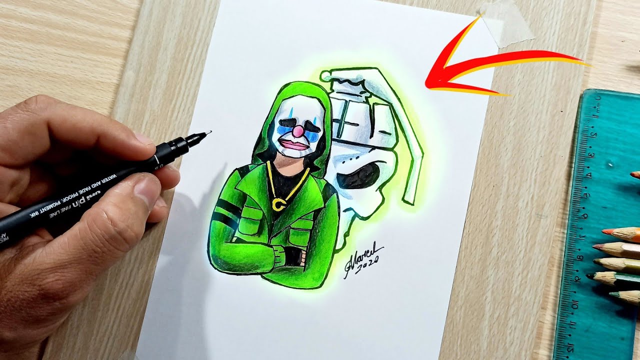 COMO DESENHAR O CARTOON DO CEROL FREE FIRE - TOP CRIMINAL VERDE