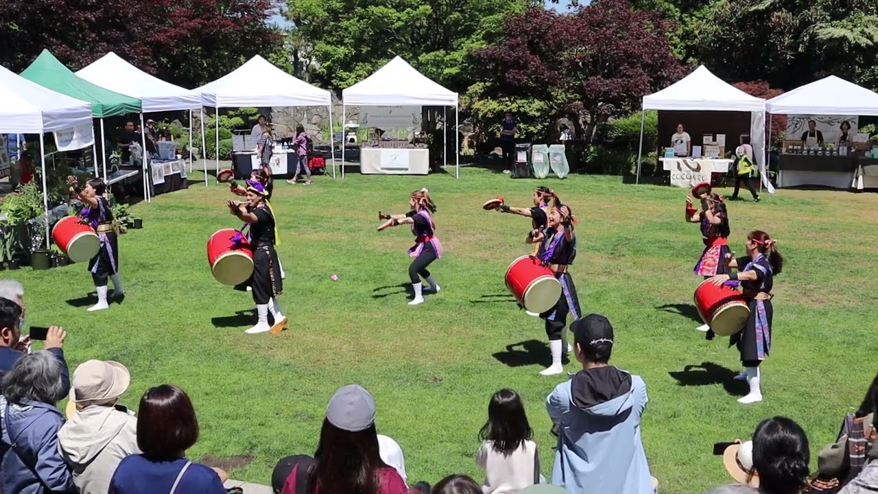 Uruma-Melody+Gokoku-Hojo+Dynamic Ryukyu @Farmer's Market at Nikkei Center - Vancouver Okinawa Taiko