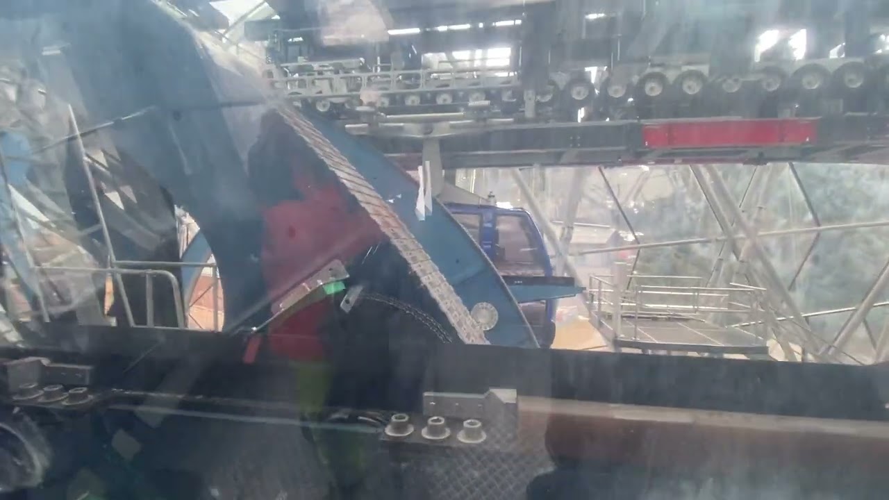Galzigbahn 24-person funitel in St Anton Austria double-haul rope gondola rises from bottom terminal