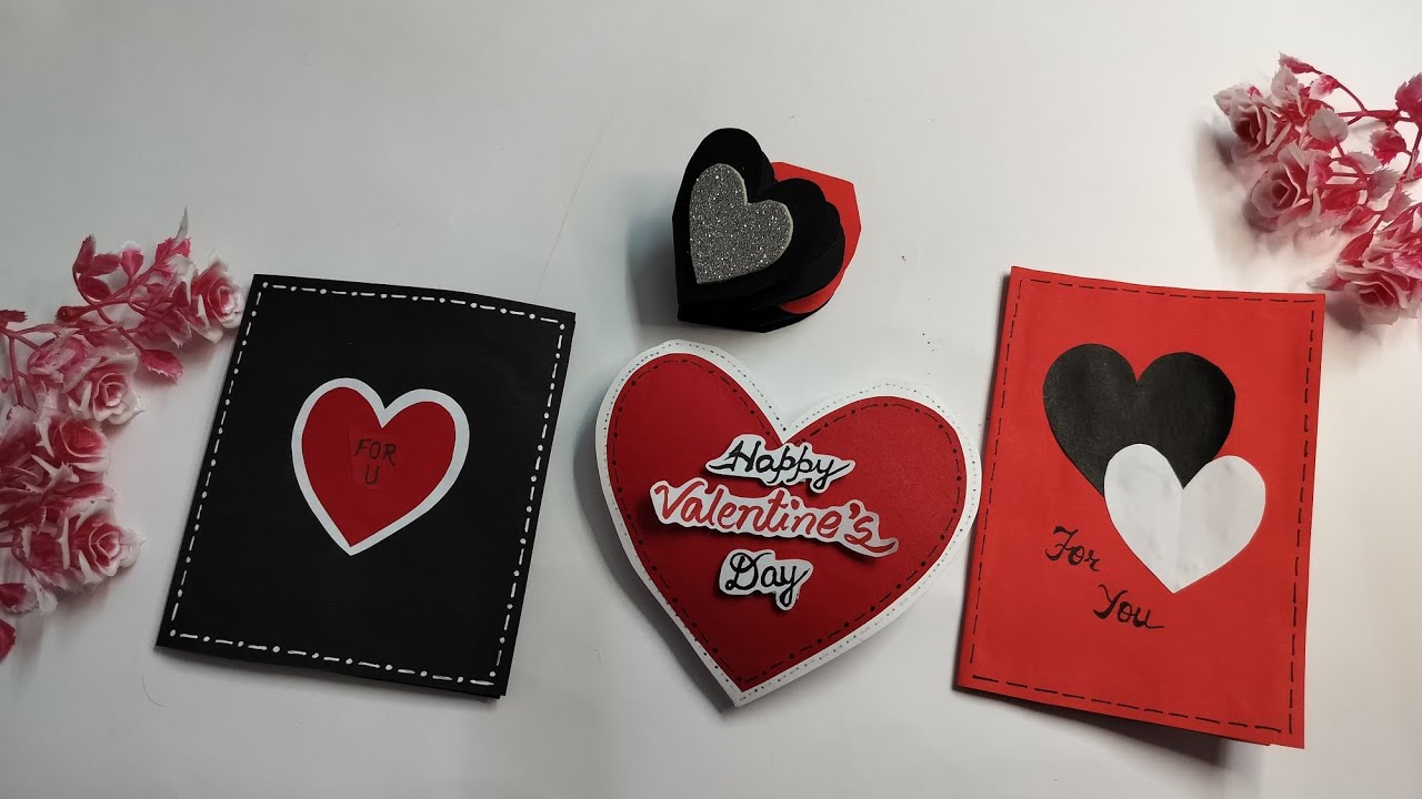 DIY handmade Valentine's Day Cards | How to make black and red Valentine Craft| Valentine's Day Gift