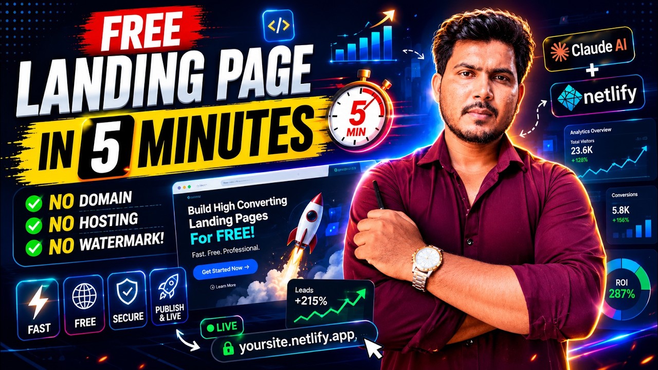 Free Landing Page in 5 Minutes! No Domain, No Hosting, No Systeme io | Claude AI + Netlify