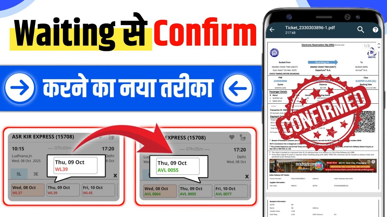 Waiting ticket confirm kaise kare | Waiting list train ticket confirmation | IRCTC waiting ticket