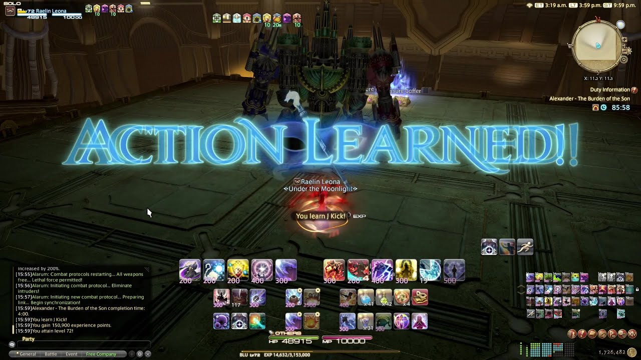 [Blue Mage Spells] FFXIV: J Kick - Alexander - The Burden of the Son Unsynced Lv70 Solo