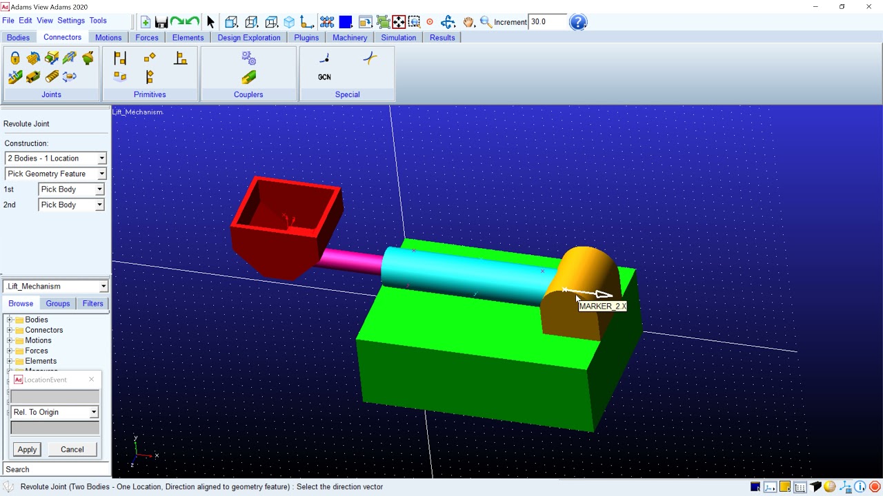 MSC Adams | Example 3: Lift Mechanism