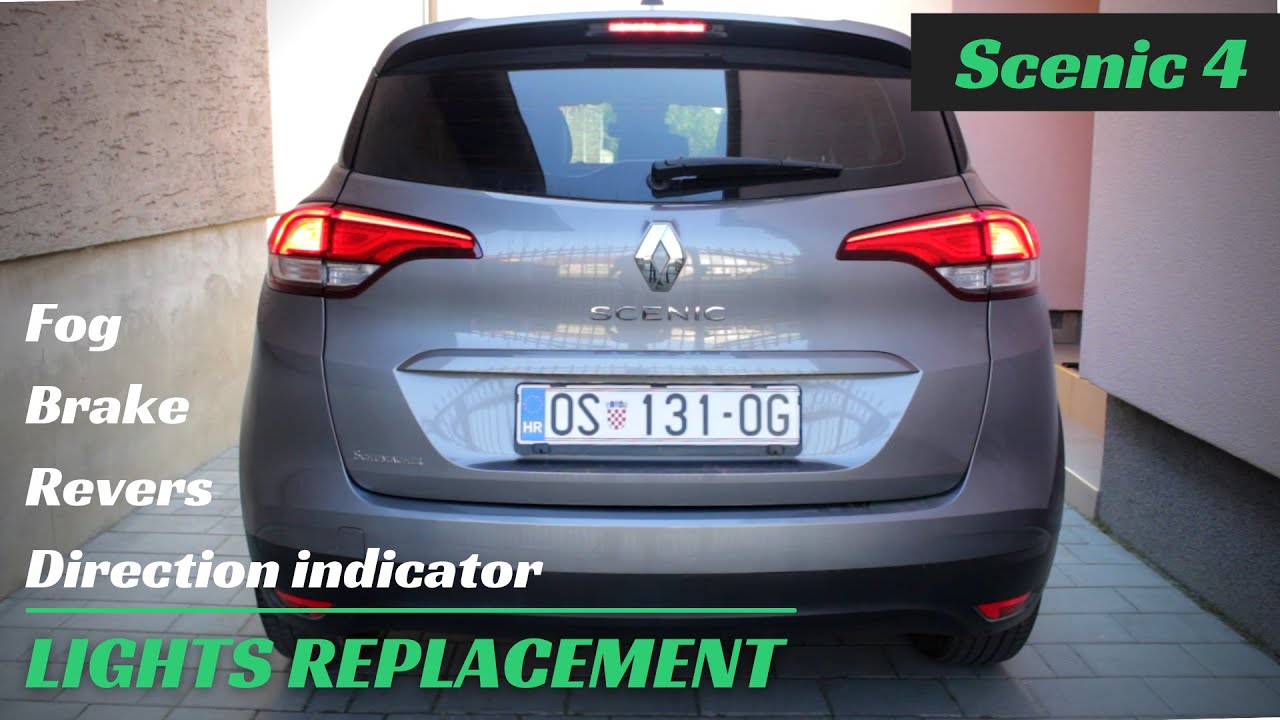 Renault SCENIC 4 - Замена задних фонарей (лампы заднего хода, противотуманные фары, стоп-сигналы,...