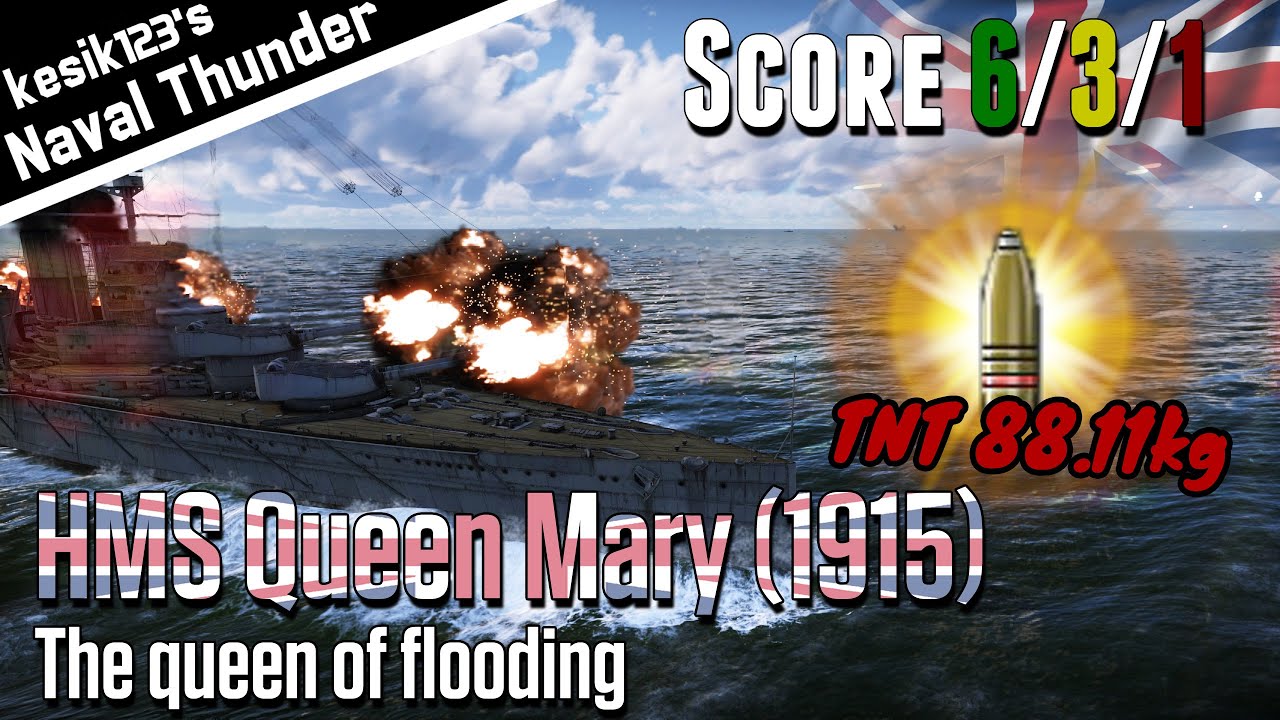 [War Thunder Naval] Queen of flooding｜HMS Queen Mary (1915)：Queen Mary Class Battlecruiser｜2K QHD