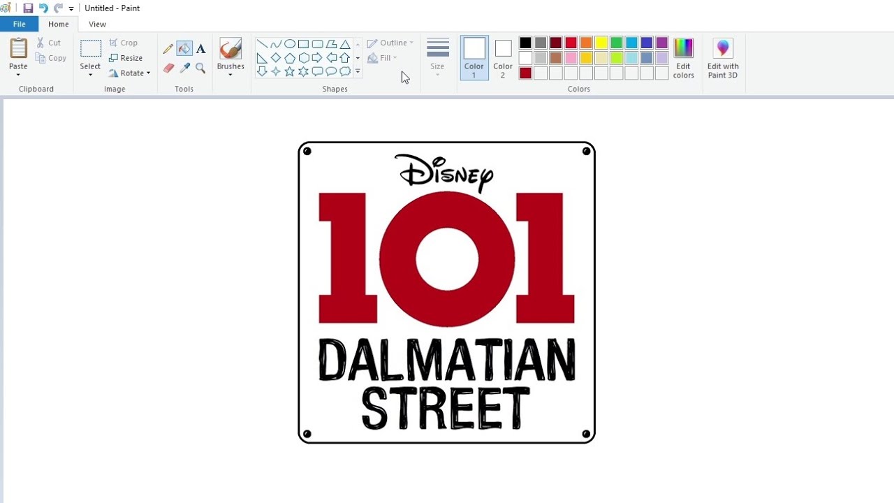 How to draw the 101 Dalmatian Street logo using MS Paint | How to draw on your computer