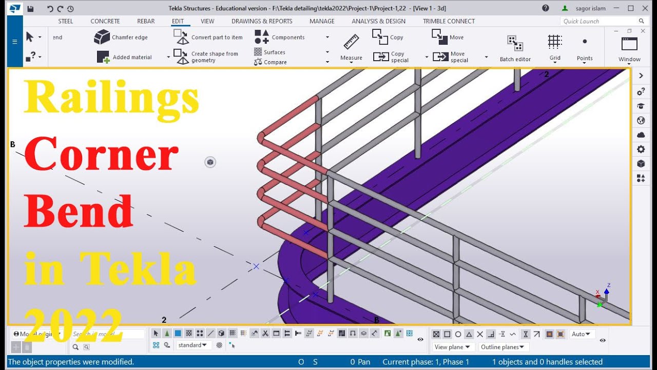 How to Create Railings Corner Bend in Tekla Structures