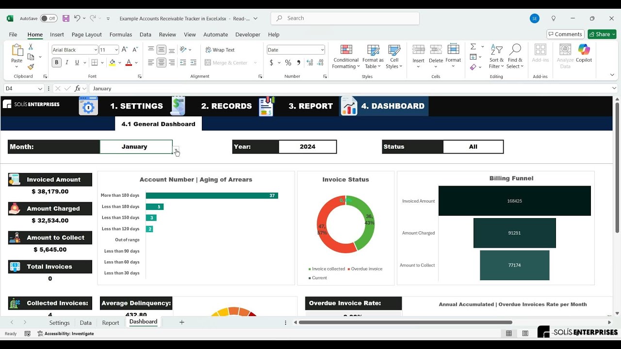 Отслеживание дебиторской задолженности в Excel | Шаблон для Excel по дебиторской задолженности | ...