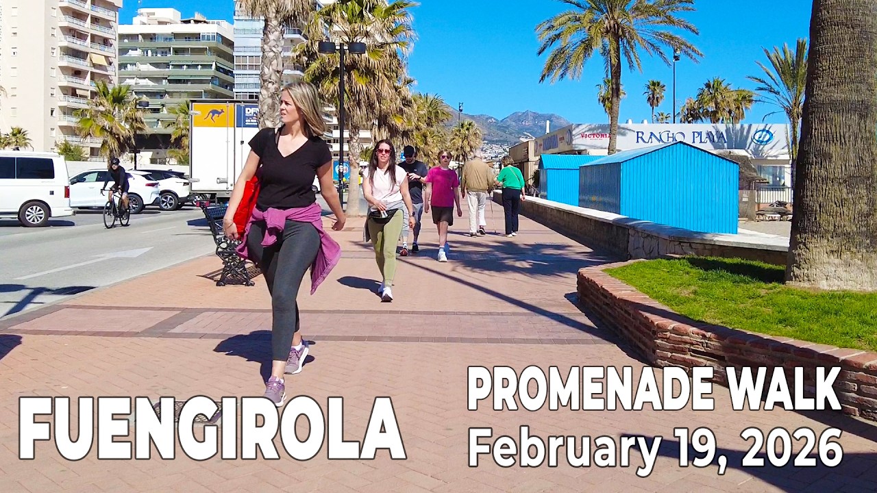 Fuengirola February 19, 2026 Promenade Walk Malaga Costa del Sol Spain [4K]