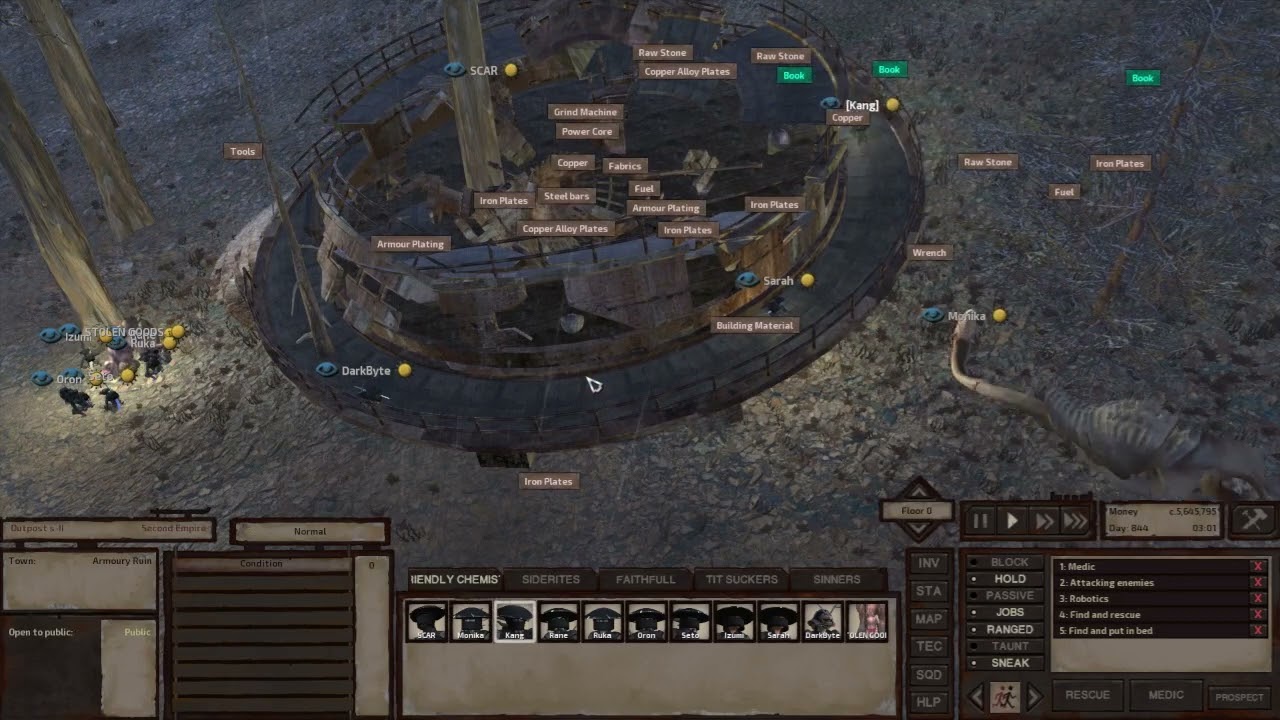 Kenshi: looting some empty ruined armory...