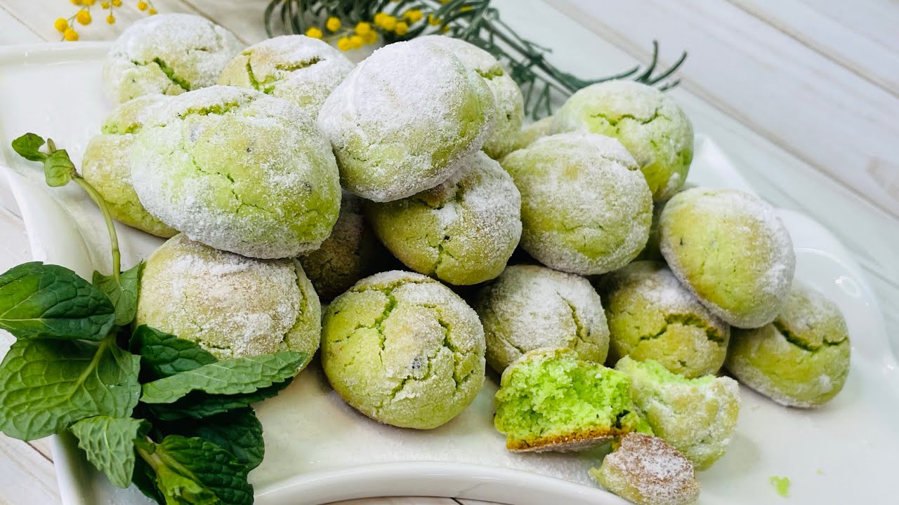 Зелёное 🍃мятное печенье с трещинками🍪!