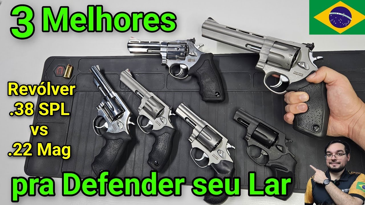 3 Melhores Revólveres pra Defender seu Lar! .38 spl vs .22 Magnum - TAURUS e ROSSI