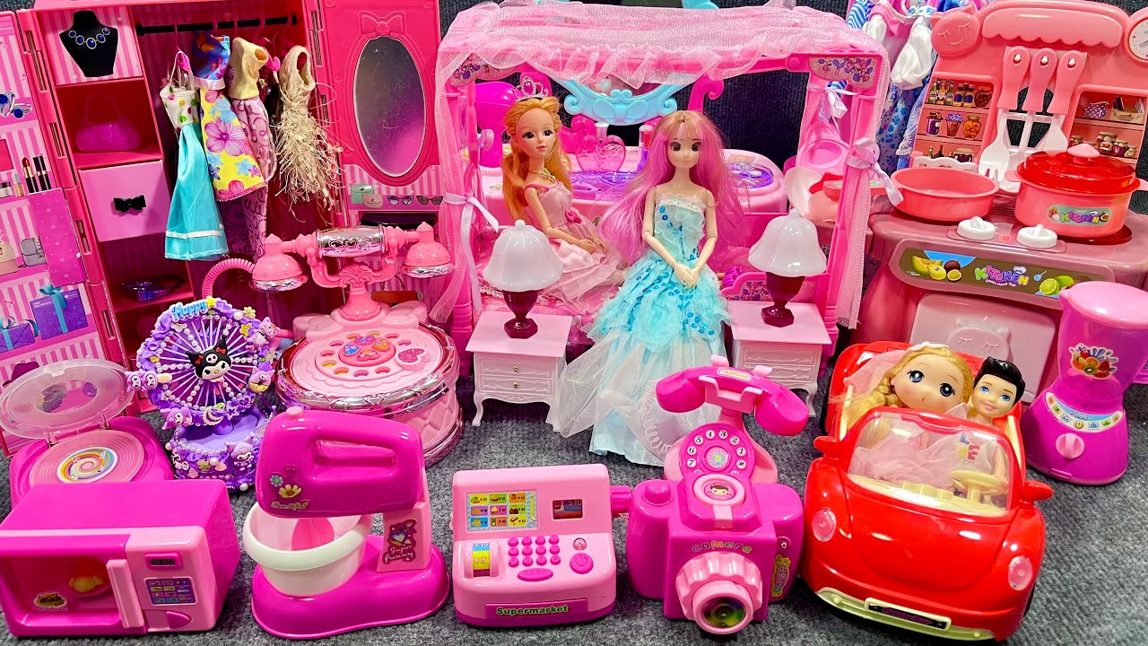 12 Minutes Satisfying with Unboxing Barbie Princess Pink House, Rock Bed Play Set Review Toys | ASMR