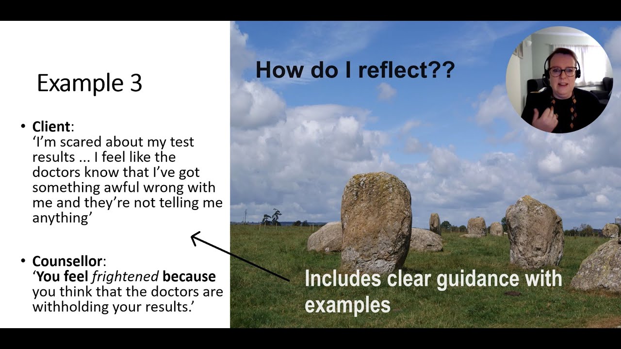 The skill of Reflection. How do I reflect? For counsellors, therapists etc. Person Centred Skills.