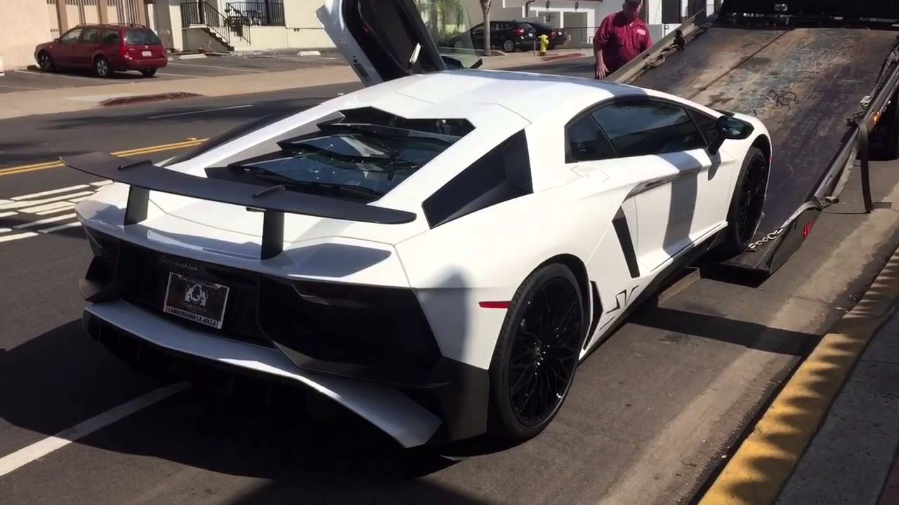 White Lamborghini Aventador SV Delivery