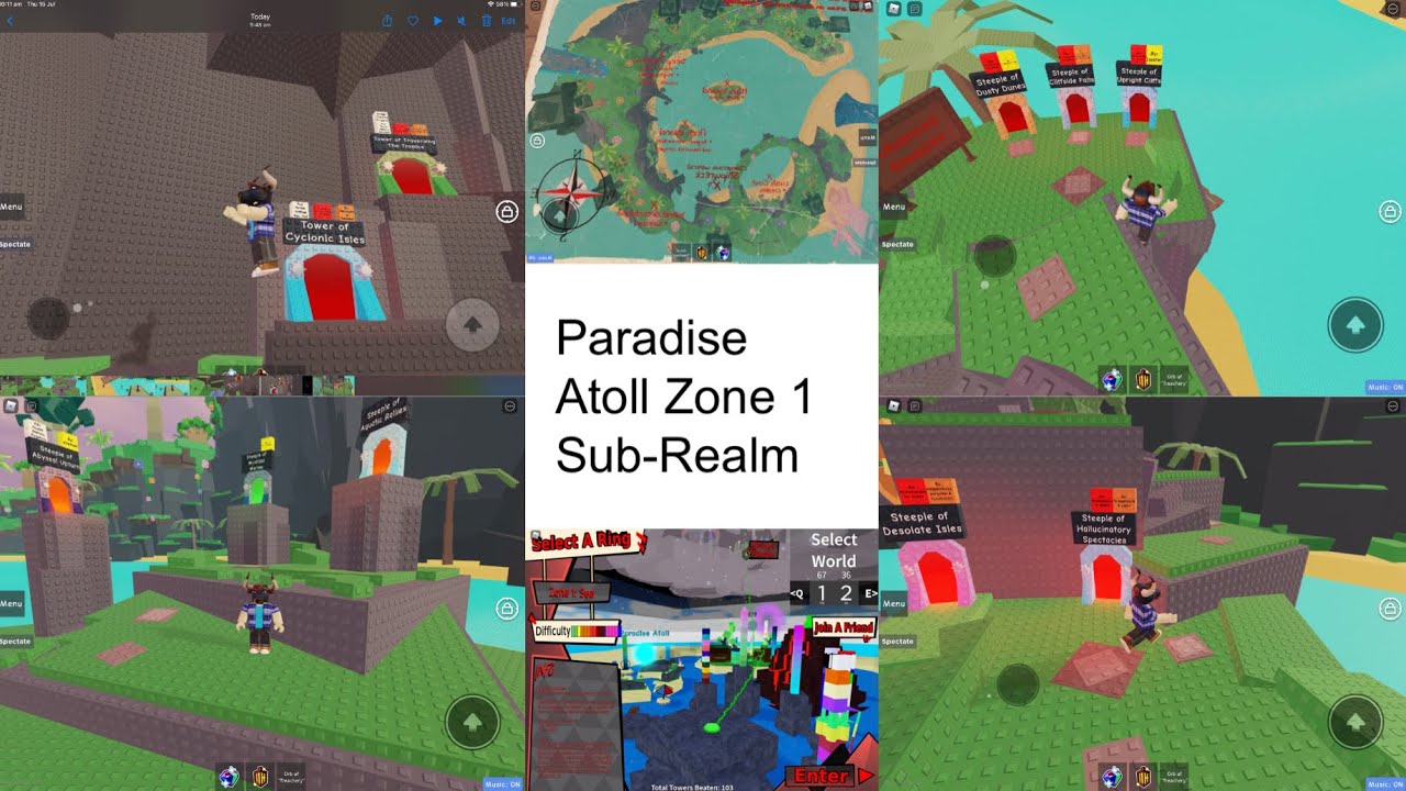 Paradise Atoll All tower locations Zone 1 Sub-Realm
