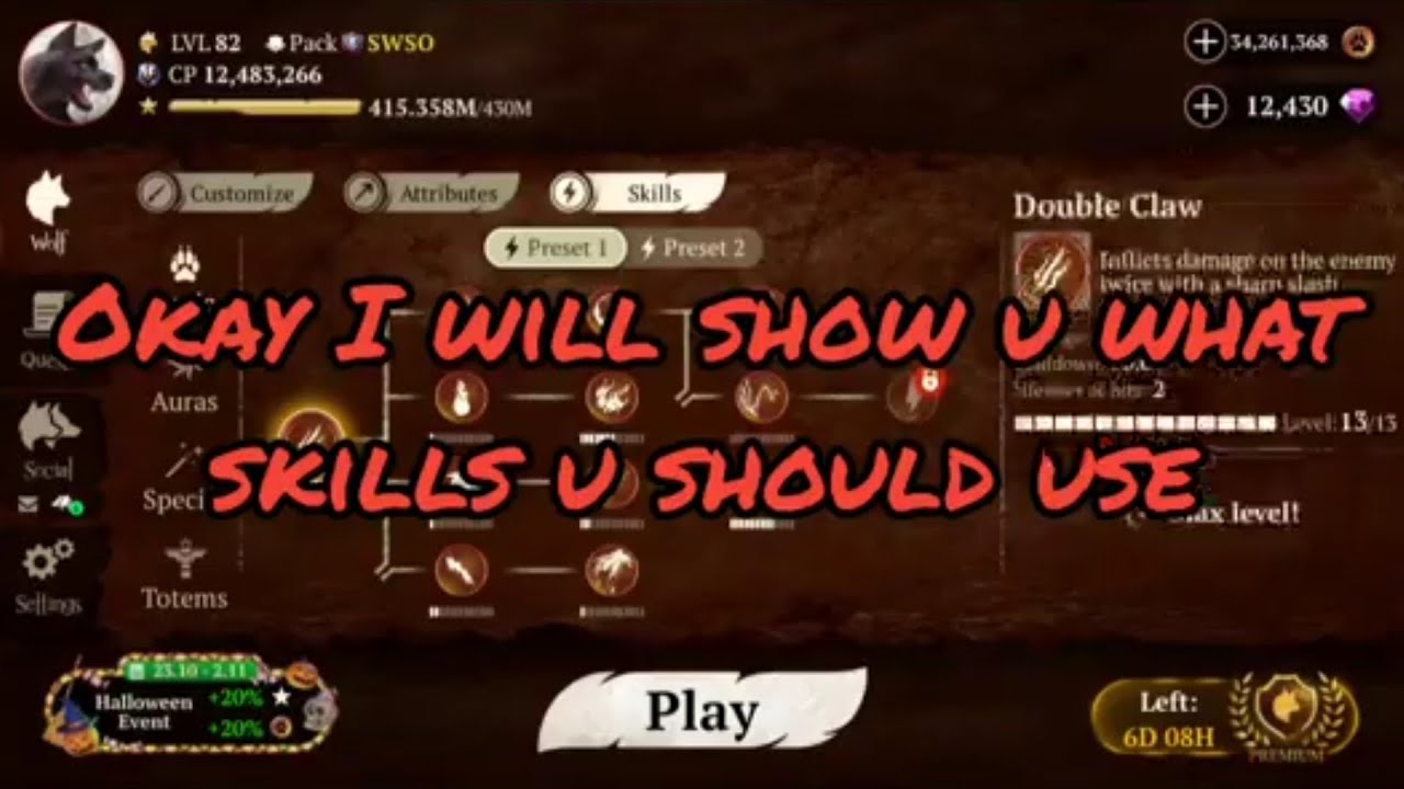 The wolf best skills | for pvp!!! 🎃