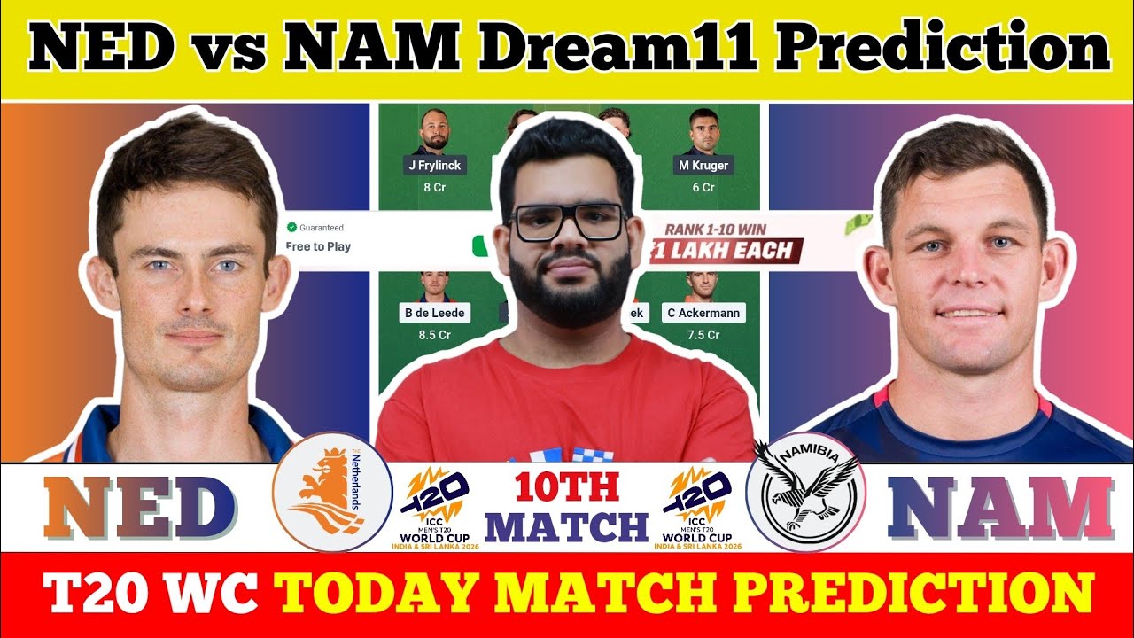 NED vs NAM Dream11 Prediction| NED vs NAM Today Match Prediction| T20 World Cup Match 10