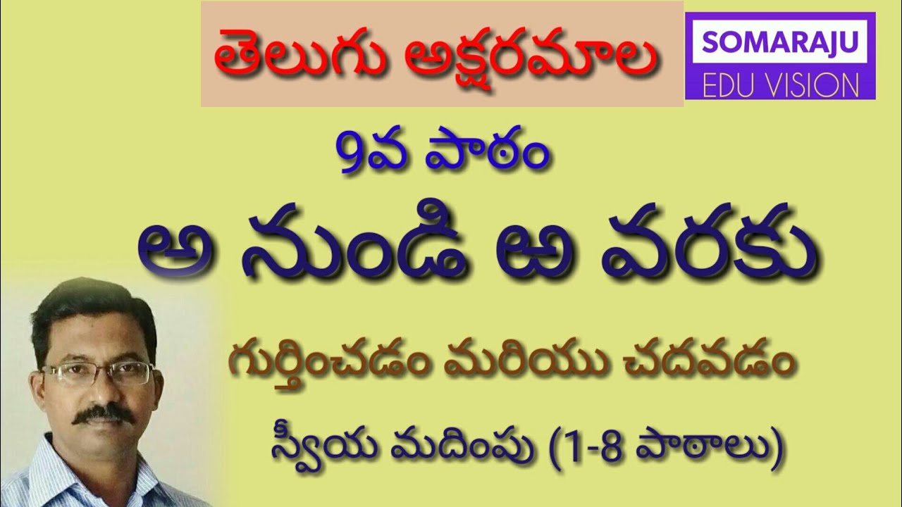 తెలుగు అక్షరమాల 9వ పాఠం-అ నుండి ఱ వరకు గుర్తించడం,చదవడం స్వీయ మదింపు | Teluguletters self assessment
