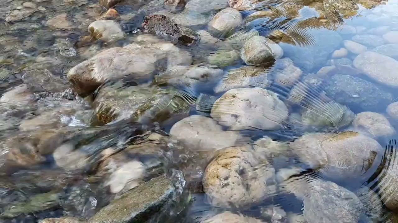 bruit relaxant d un ruisseau, paisible son de l'eau qui coule sur les galets,destressant.