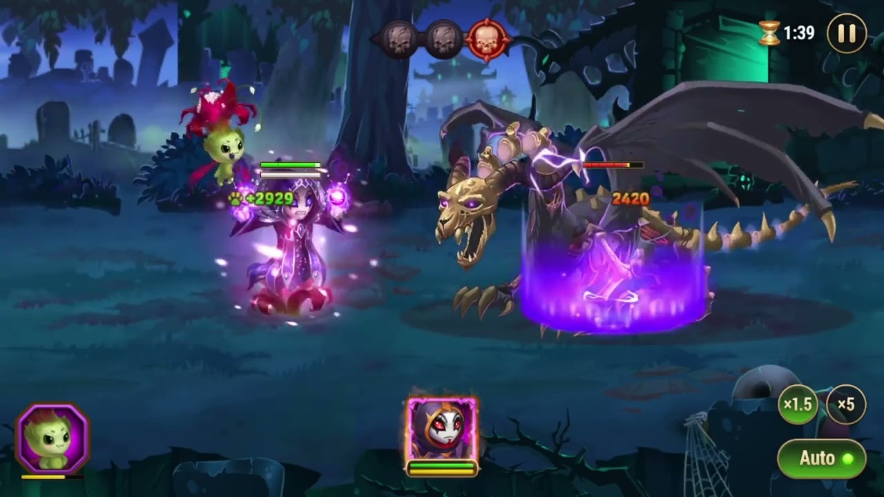 Hero Wars - Faceless VS Cemetery Dragon BOSS (Chapter 6 - Thorn Arches) SOLO