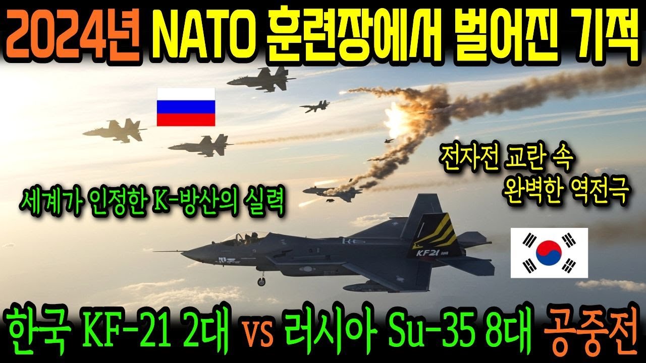 2024년 폴란드 NATO 훈련장, 한국 KF-21 보라매 2대 vs 러시아 Su-35 8대 공중전