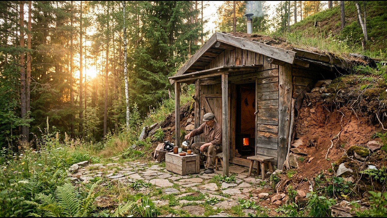 30 Days Building a Secret and Cozy Shelter Beneath a Cliff | Bushcraft, Survival