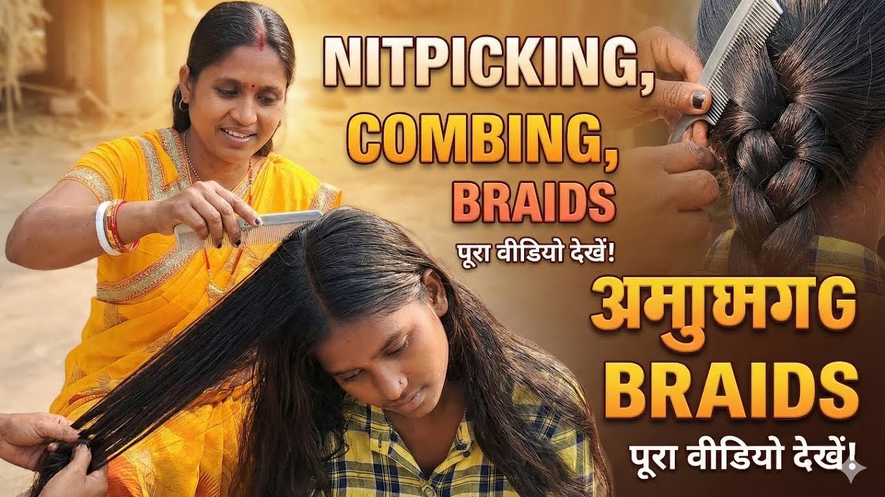 “Nitpicking, Smooth Combing & Beautiful Hair Braids 😍 | Relaxing Hair Care Routine”