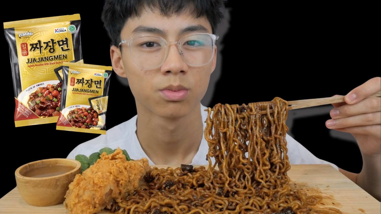The Classic Paldo Black Bean Noodle with Crispy Fried Chicken and Gravy | N.E Let's Eat