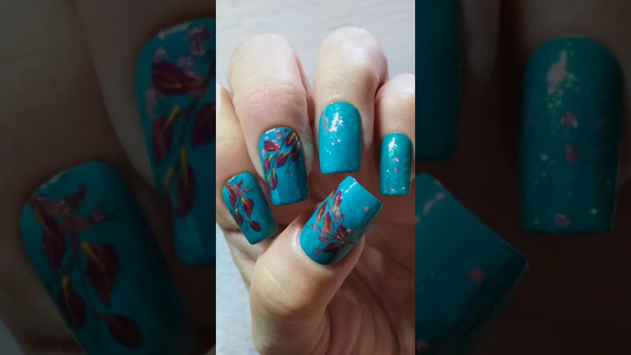 🍂🌿teal vs burgundy || fall nail art design 