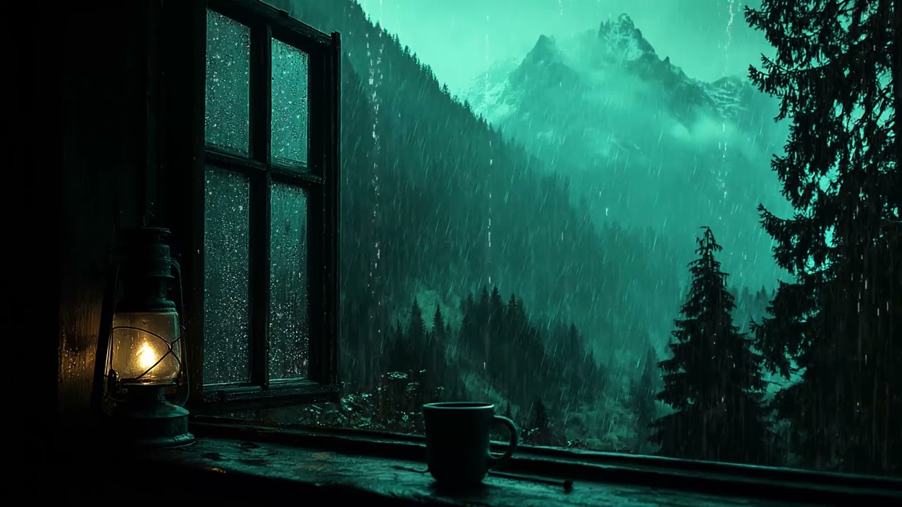 Midnight Rainfall Outside the Window 🌧️ Safe Cozy Bedroom for Stress Relief and Better Sleep