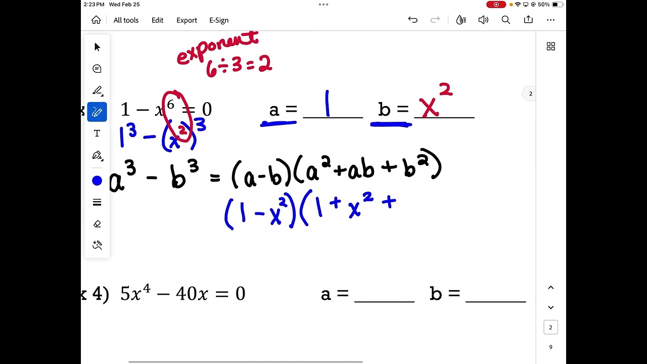 Algebra 2 Sum and Diff of Cubes