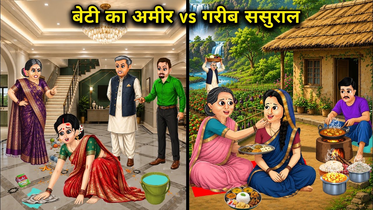 Daughter's Wealthy vs. Poor In-Laws||Hindi Cartoon Stories||Daughter's Wealthy vs. Poor In-Laws||...