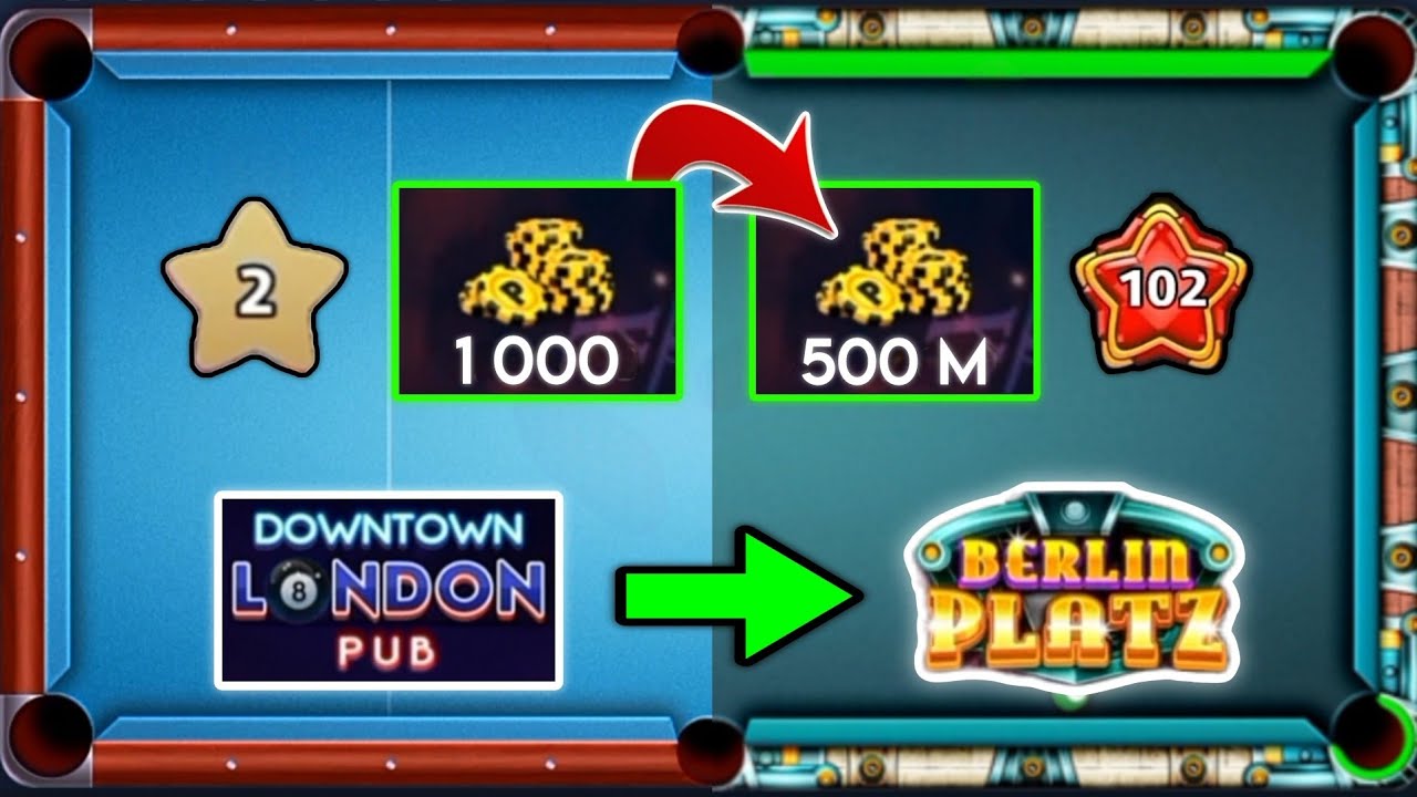 1k COIN'S to 500M🔥 in one video - Level 2 to level 102 - 8 Ball Pool | TALHA GAMING YT