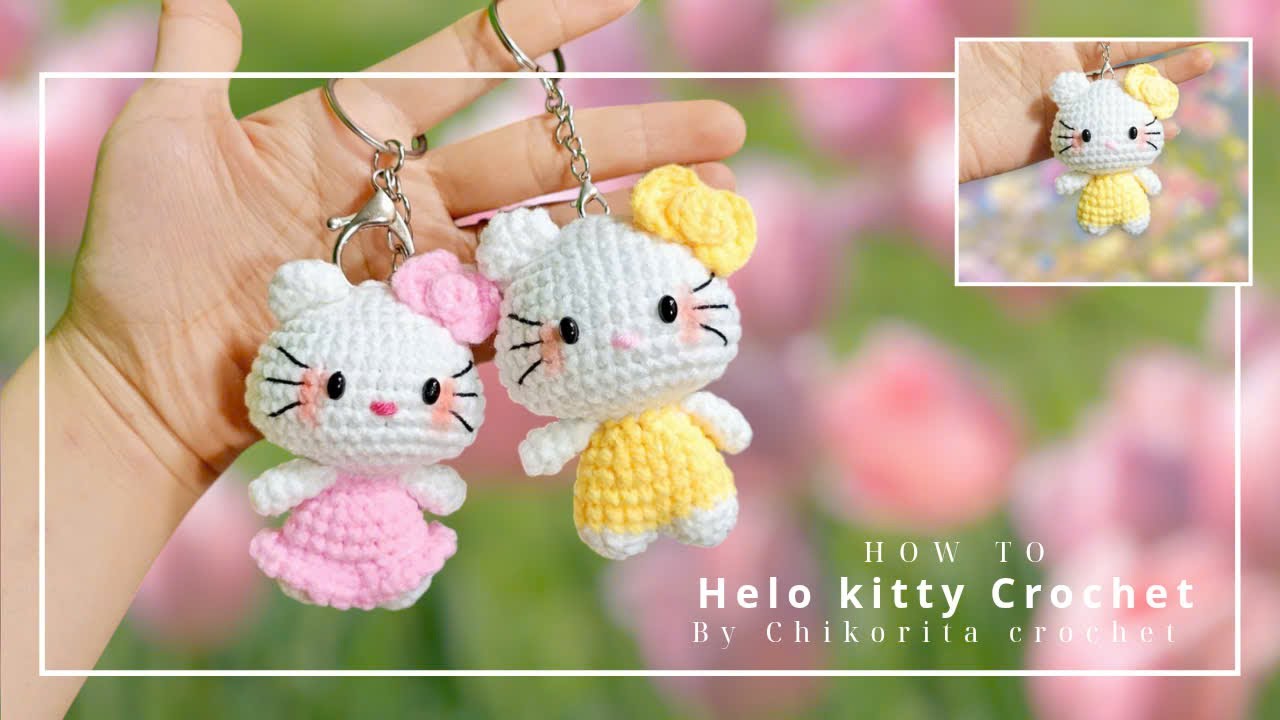 Hướng Dẫn Móc Helo Kitty || Mini Crochet Hello Kitty Keychain