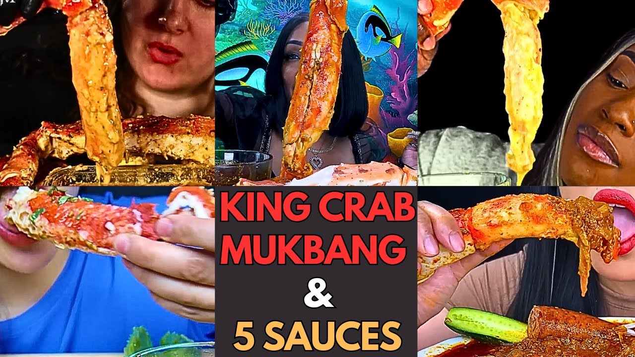 👑🌊🦐DRENCHED in SEAFOOD BOIL SAUCES! KING CRAB & SHRIMP IN 5 SAUCES MUKBANG COMPILATION🔥🌶️🤤