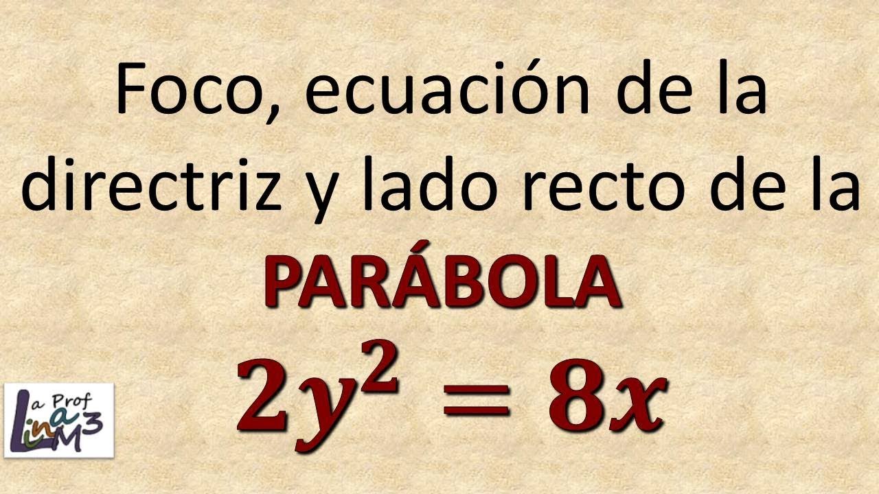 Foco, directriz y lado recto de una parábola | La Prof Lina M3