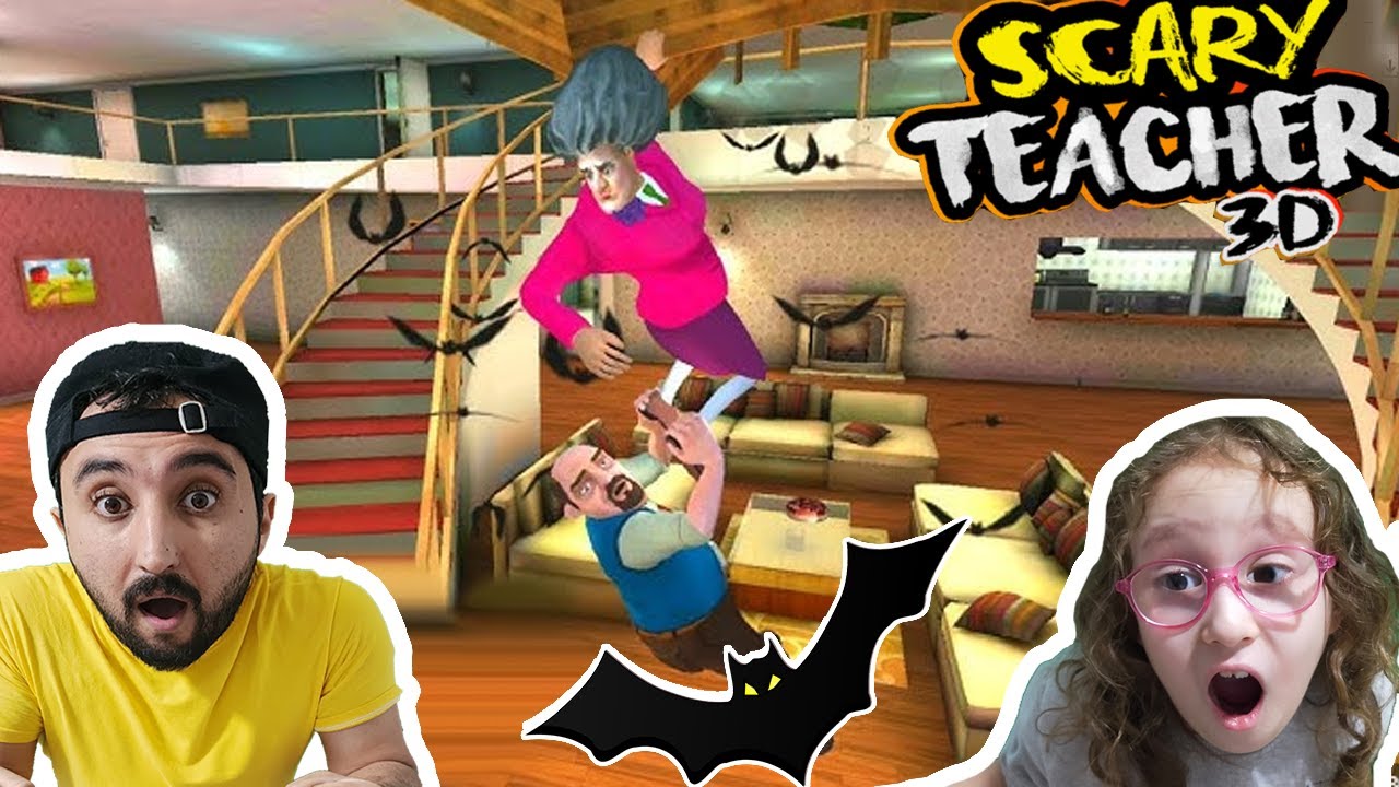 KORKUNÇ ÖĞRETMEN VE SEGİLİSİNE YARASA ŞAKASI YAPTIK 😱 SCARY TEACHER! BAHAR VE BANU ALYA | OYUNA GEL
