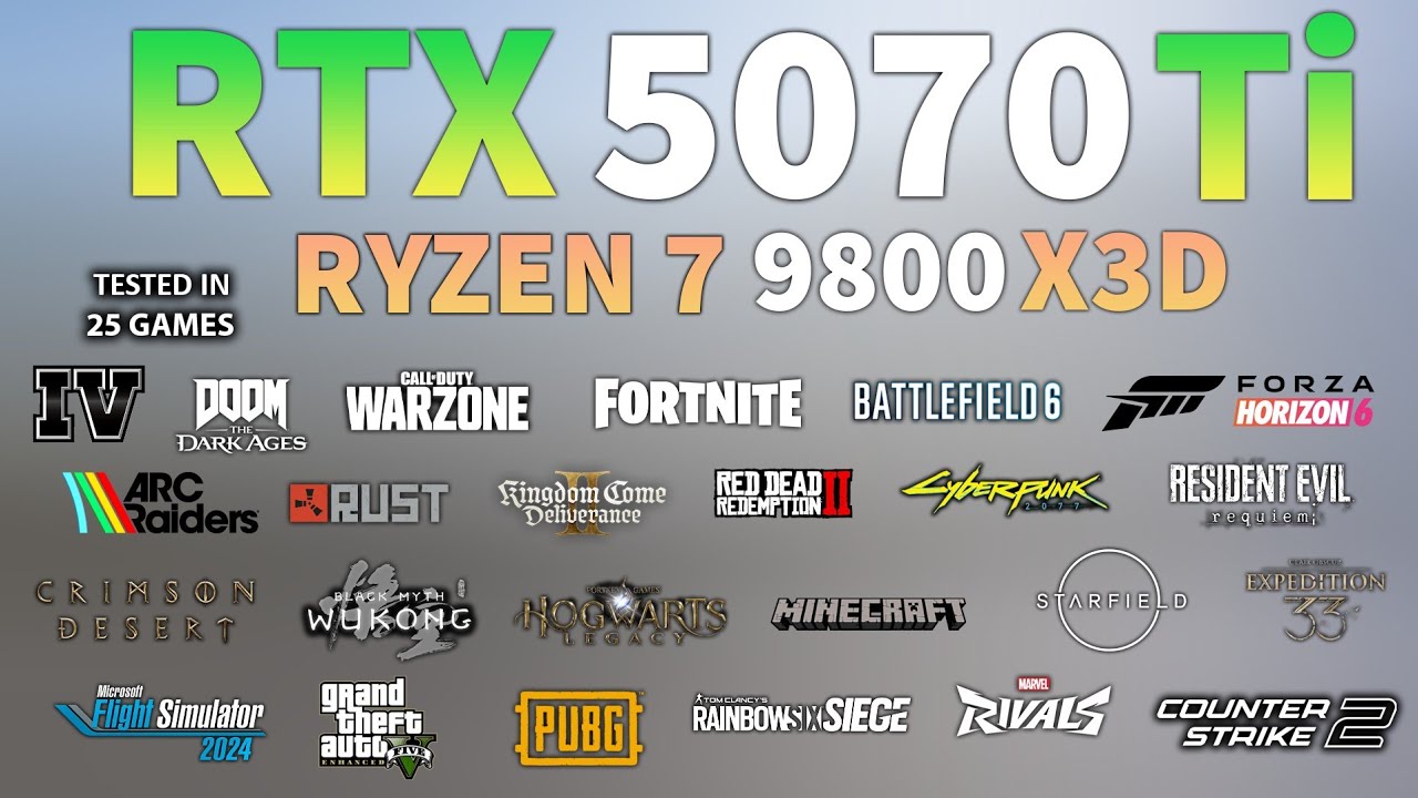 RTX 5070 Ti + Ryzen 7 9800X3D : Test In 24 Games - RTX 5070 TI Gaming