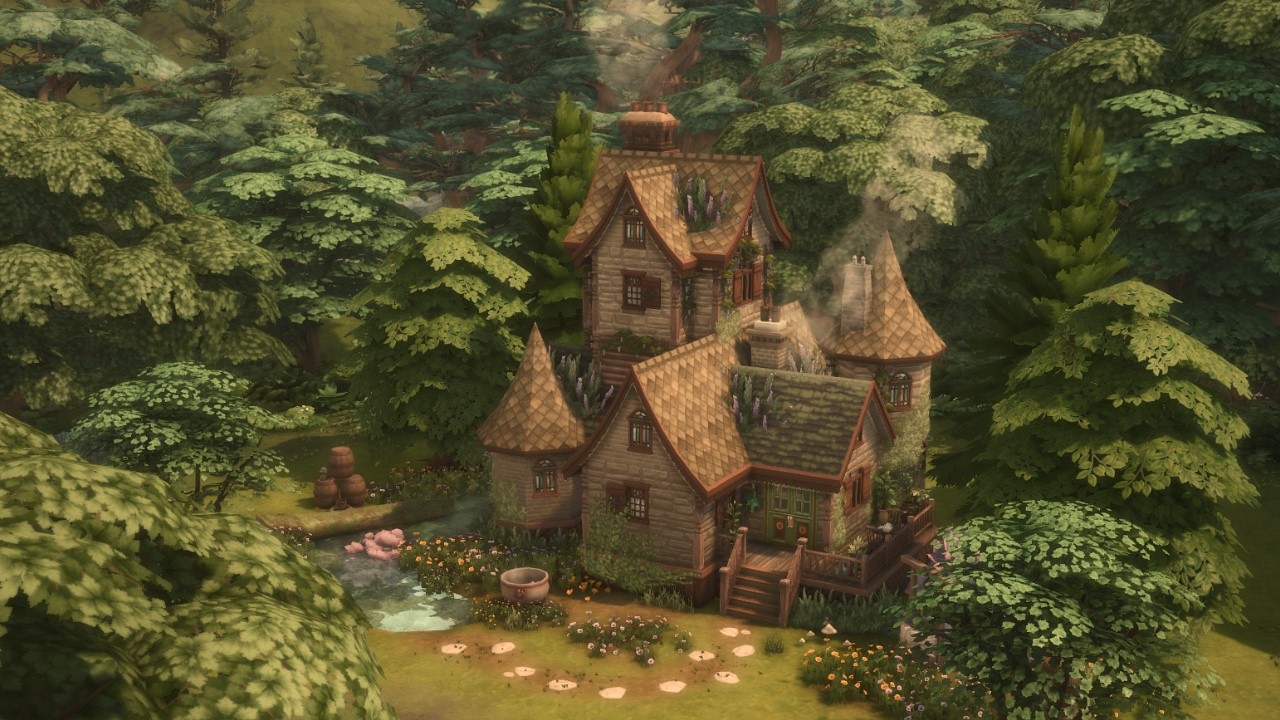 Witch's Cottage in Henford on Bagley (The Sims 4 SpeedBuild: No CC)