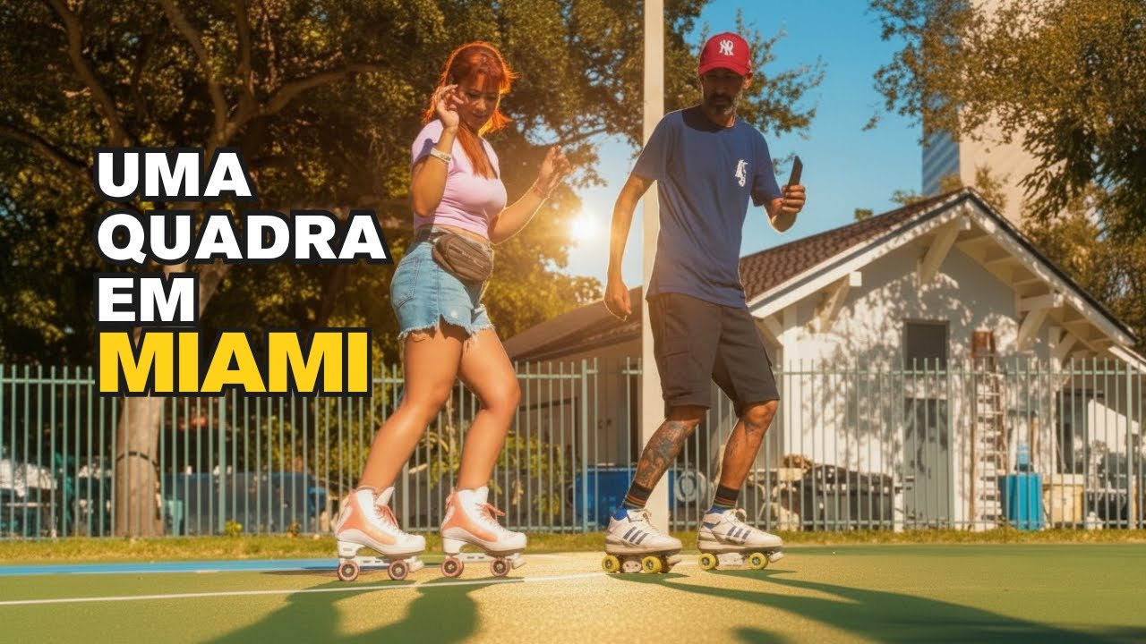 No meio do caminho, tinha uma quadra! 🤭Patinamos em Miami e esse momento ficou marcado!