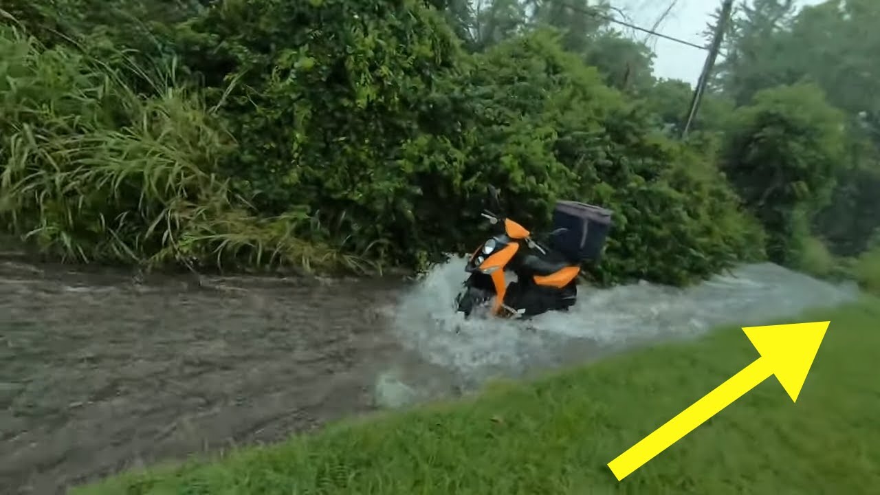 Moron Parks Scooter in Flood Canal