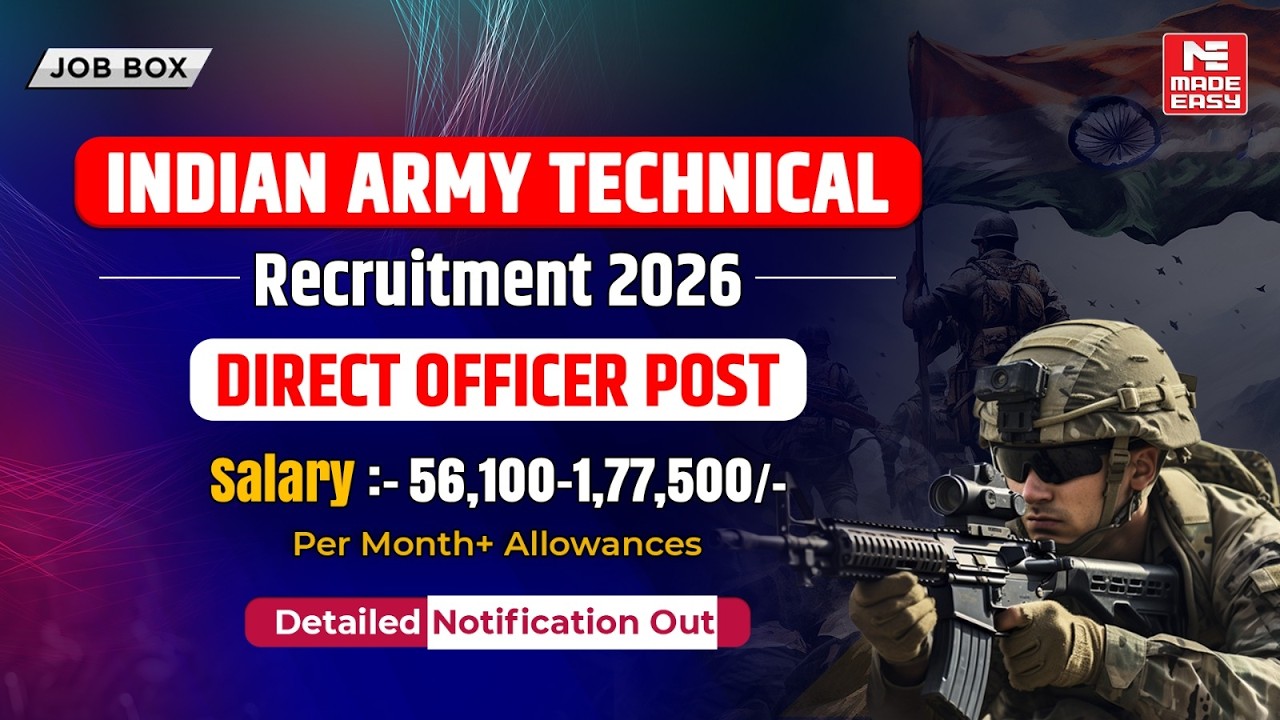 Indian Army Technical Entry 2026 | Direct Officer Recruitment | Engineering Graduates Apply Now!