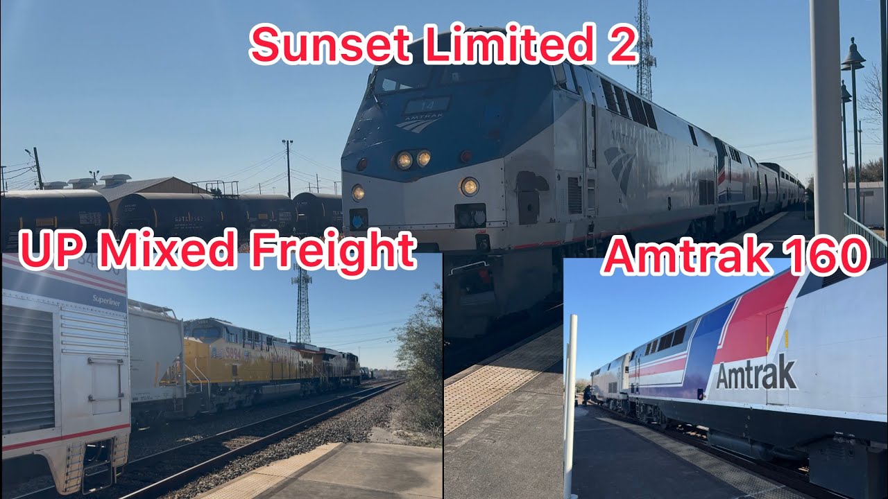 Seeing Amtrak 160 and Union Pacific Mixed Freight 