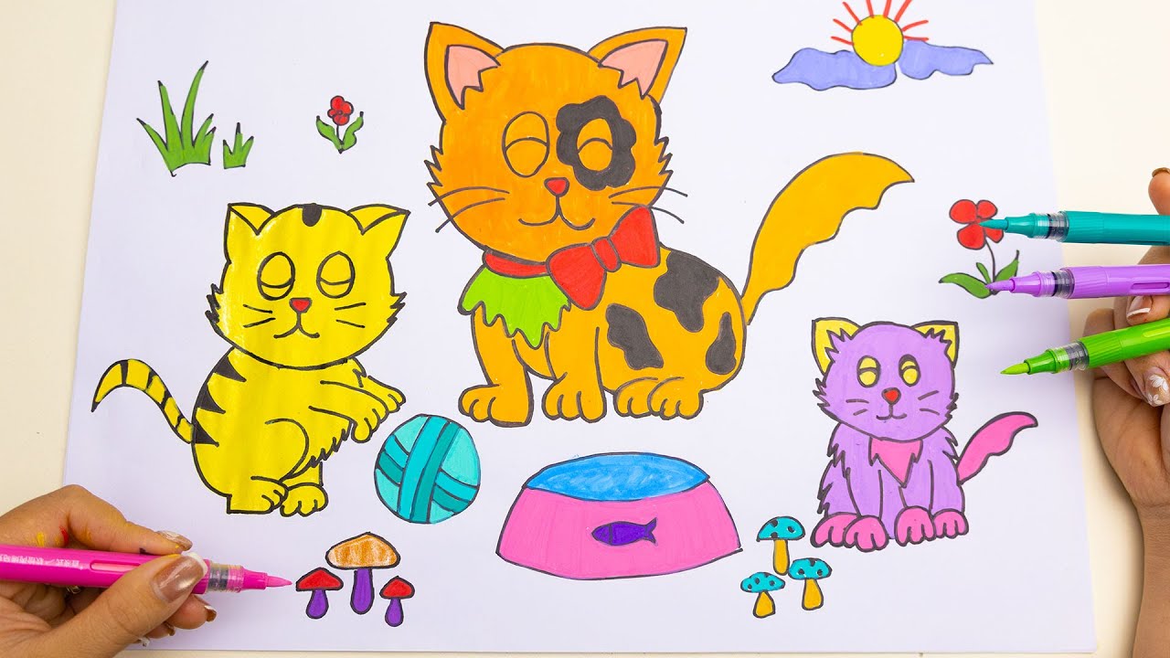 Drawing 3 Cute Cats with Adorable Animation | Easy and Fun Cute Fanart