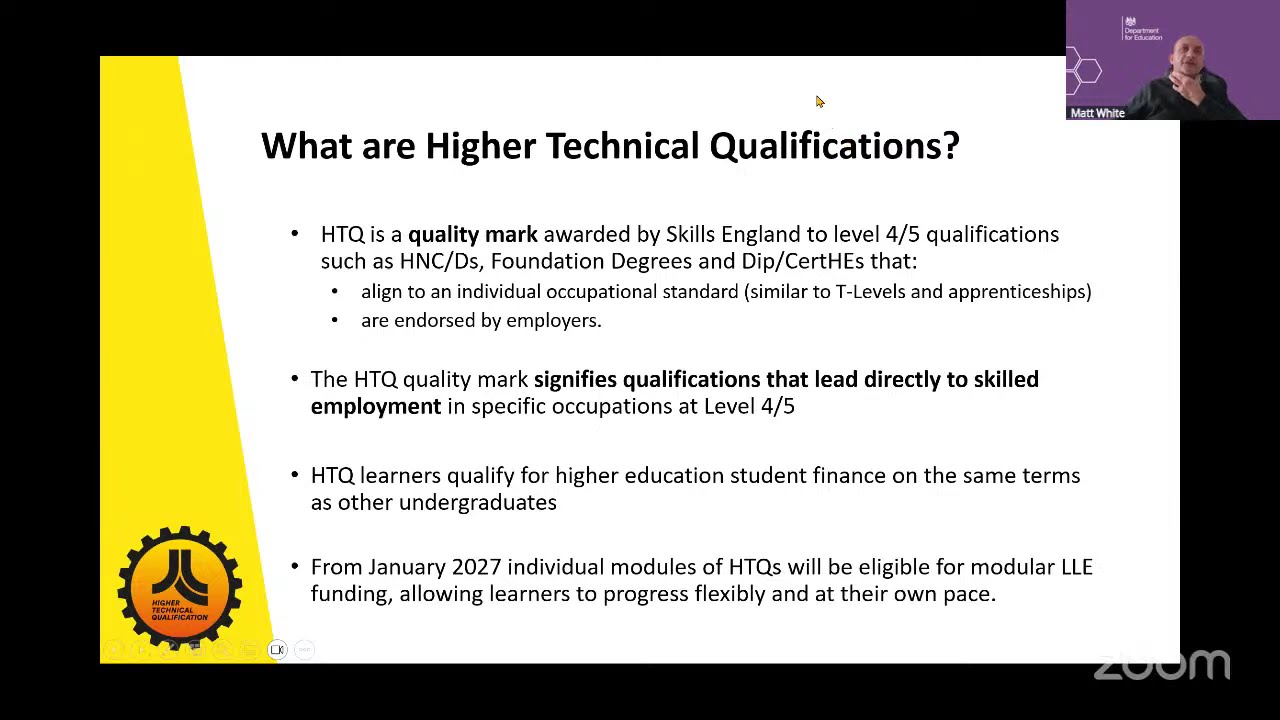 Update on Higher Technical Qualifications (HTQs)