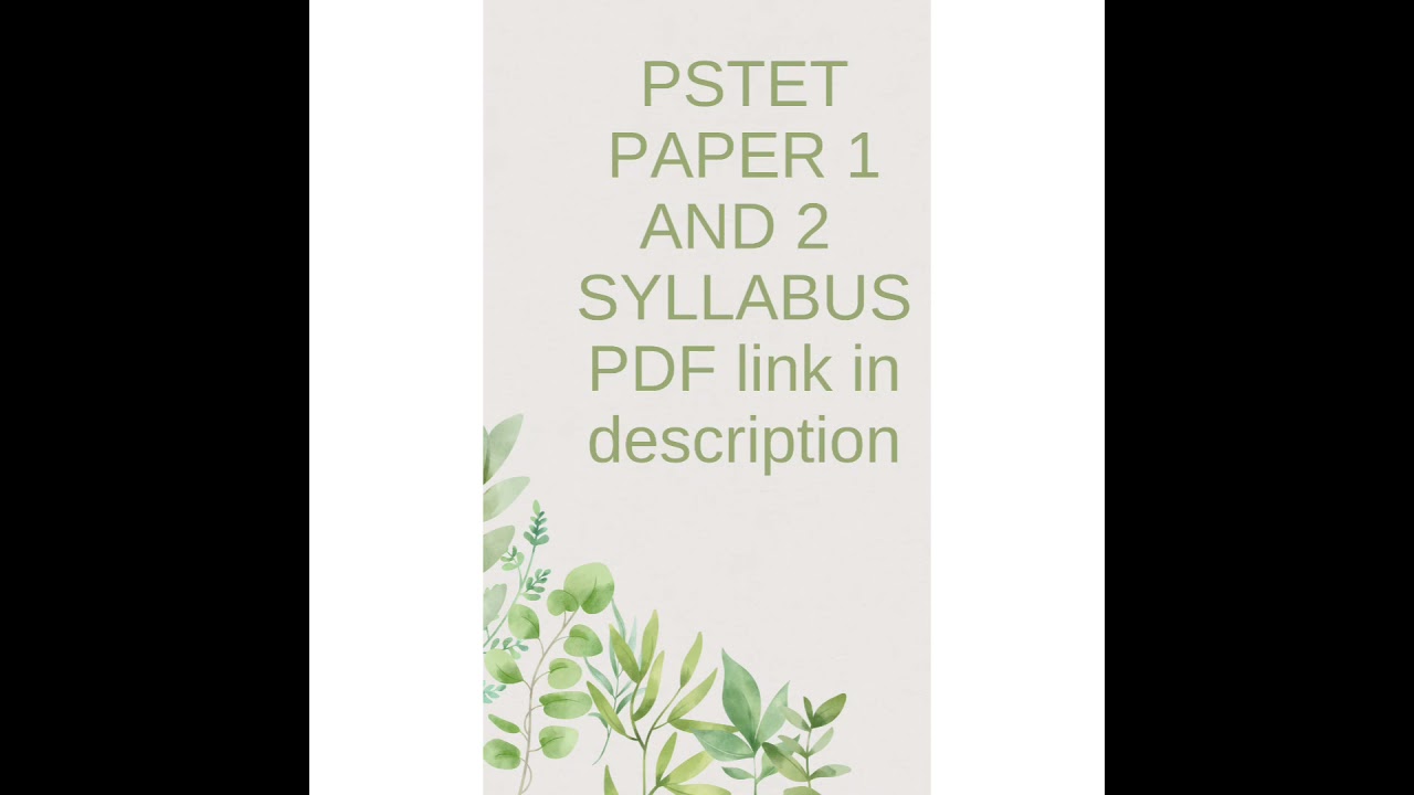 PSTET 2021 syllabus || Paper 1 and 2